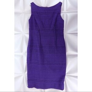 Lela Rose Sz 12 Purple Wool Silk Lined Tweed Sheath Dress Formal Career Wedding